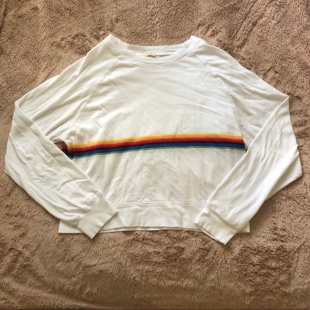 Brandy Melville • Long Sleeve Rainbow Crop Top 🌈